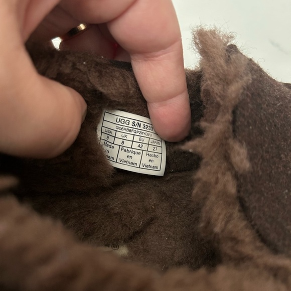 UGG Shoes Mens 9 Ascot Casual Shearling Moccasins Slippers Brown Barely Used - Picture 6 of 6